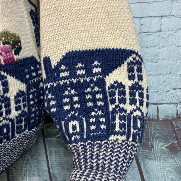 Vintage Hand Knitted South Wool 100% Virgin Wool Graphic Homestead Sweater Small - Picture 7 of 16